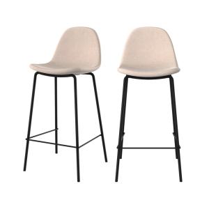 Lot de 2 chaises pour îlot central en tissu beige 65,5 cm