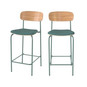 Lot de 2 chaises pour îlot central en tissu bleu canard 65…