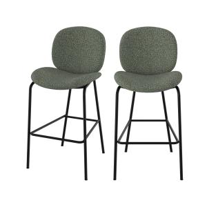 Lot de 2 chaises pour îlot central en tissu bouclé vert 63,…