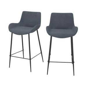 Lot de 2 chaises pour îlot central en tissu gris 65 cm