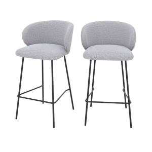 Lot de 2 chaises pour îlot central en tissu gris clair 68 c…
