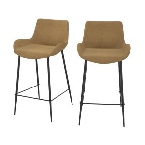 Lot de 2 chaises pour îlot central en tissu jaune 65 cm