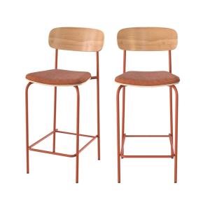 Lot de 2 chaises pour îlot central en tissu terracotta 65 c…