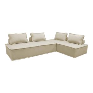 Lot de 2 chauffeuses 2 places en tissu capitonné beige