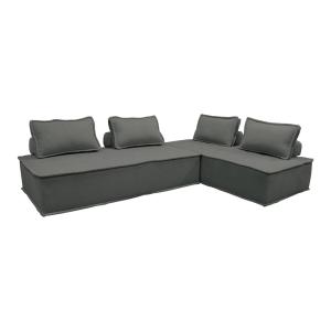 Lot de 2 chauffeuses 2 places en tissu capitonné gris foncé…