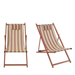 Lot de 2 chiliennes à rayures en aluminium - Terracotta