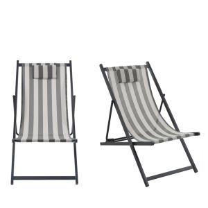 Lot de 2 chiliennes à rayures et aluminium - Gris foncé