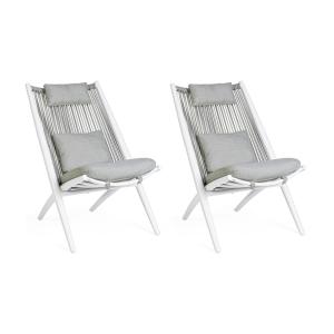 Lot de 2 chiliennes de jardin lounge design en métal blanc