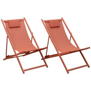 Lot de 2 chiliennes en textilène et aluminium terracotta