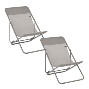 Lot de 2 chiliennes pliantes multi-positions en acier marron
