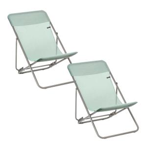 Lot de 2 chiliennes pliantes multi-positions en acier vert…