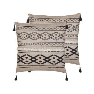 Lot de 2 coussin décoratifs en tissu beige 45x7cm