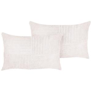 Lot de 2 coussin décoratifs en tissu blanc 50x9cm