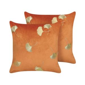 Lot de 2 coussin décoratifs en tissu orange 45x10cm