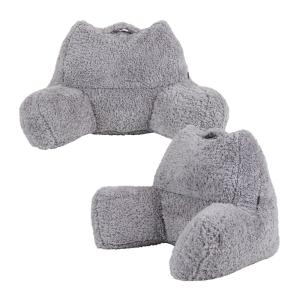 Lot de 2 coussins de soutien en polaire gris clair
