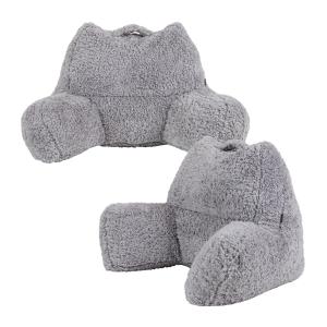 Lot de 2 coussins de soutien en sherpa gris clair