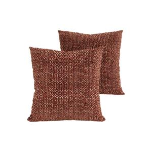 Lot de 2 coussins déco en tissu effet tweed bordeaux