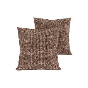 Lot de 2 coussins déco en tissu effet tweed brun
