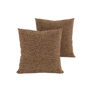 Lot de 2 coussins déco en tissu effet tweed caramel