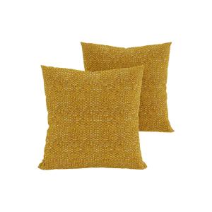 Lot de 2 coussins déco en tissu effet tweed moutarde