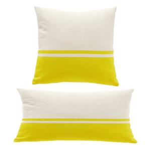 Lot de 2 coussins déhoussables bicolores  40x40cm Jaune