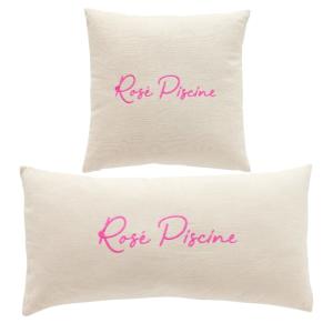 Lot de 2 coussins déhoussables brodés  45x45cm Rose