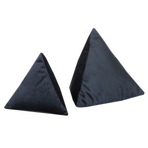 Lot de 2 coussins pyramide en velours Noir