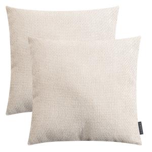 Lot de 2 coussins velours chenille ivoire 45x45