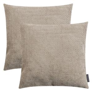 Lot de 2 coussins  velours chenille taupe 45x45
