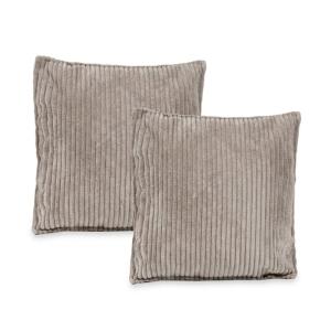 Lot de 2 coussins velours côtelé   Gris Clair 40x40 cm