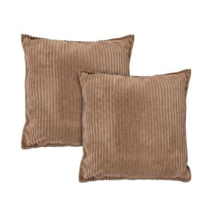 Lot de 2 coussins velours côtelé   Marron 40x40 cm