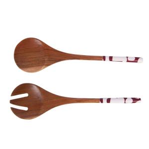 Lot de 2 couverts   rouge en bois
