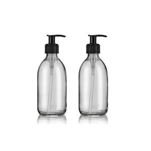 Lot de 2 distributeurs de savon transparent en verre 300mL