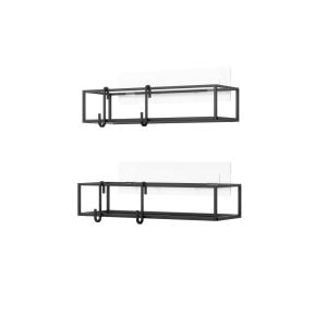 Lot de 2 étagères de douche, métal noir