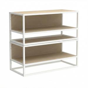 Lot de 2 étagères  penderies murales bois et métal blanc