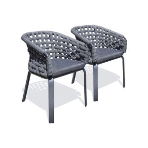 Lot de 2 fauteuil de jardin en corde tissée et aluminium an…