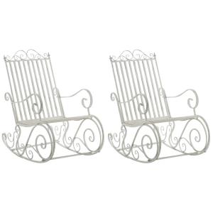 Lot de 2 fauteuils à bascule pour jardin en métal Blanc ant…