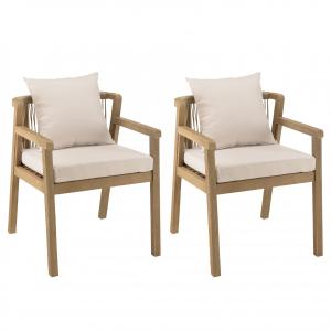 Lot de 2 fauteuils acacia et cordage synthétique beige cous…