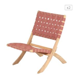 Lot de 2 fauteuils  bois d'acacia blanchi 100% FSC corde te…