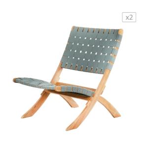 Lot de 2 fauteuils  bois d'acacia blanchi 100% FSC et corde…