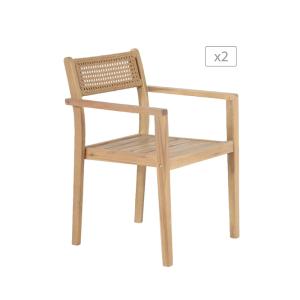 Lot de 2 fauteuils  bois d'acacia FSC blanchi et résine tre…