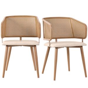 Lot de 2 Fauteuils d’Extérieur en Rotin Synthétique et Bois…