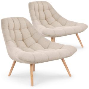 Lot de 2 fauteuils danios tissu beige