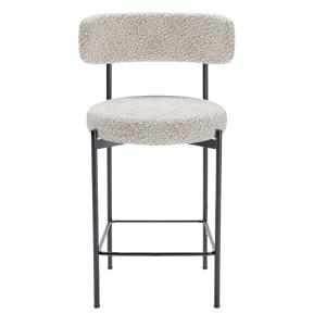 Lot de 2 fauteuils de bar bouclette grise et blanche