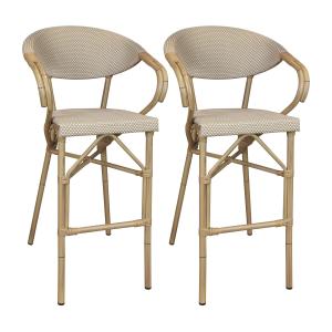 Lot de 2 fauteuils de bar en textilène beige