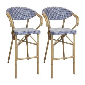 Lot de 2 fauteuils de bar en textilène bleu