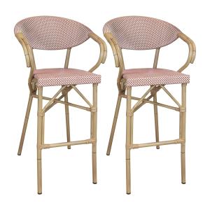 Lot de 2 fauteuils de bar en textilène rouge