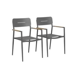 Lot de 2 fauteuils de jardin aluminium et textilène anthrac…