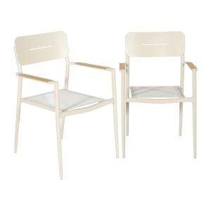 Lot de 2 fauteuils de jardin aluminium et textilène beige