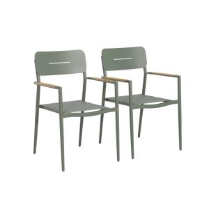 Lot de 2 fauteuils de jardin aluminium et textilène kaki